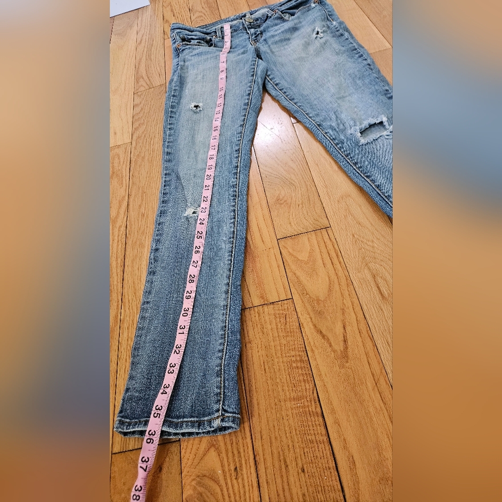 American Eagle Outfitters Light Blue Distressed Skinny Jeans Size 8 Short - Picture 3 of 8
